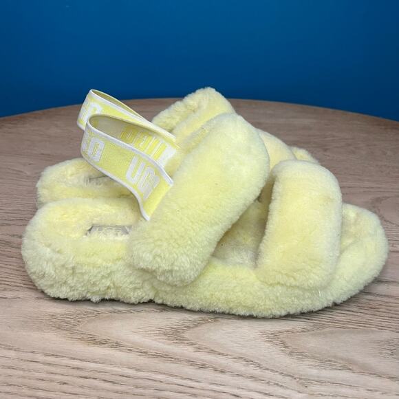 UGG Oh Yeah Double Strap Slide Slingback Sandals Slippers Yellow Women’s Size 9 - Picture 2 of 8